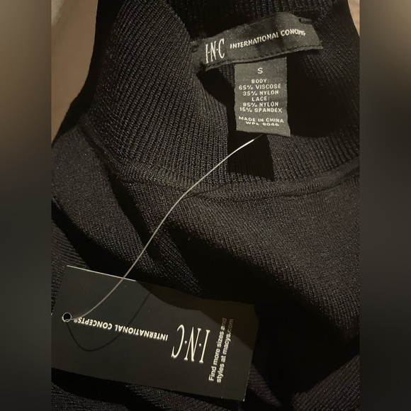 INC International Concepts Black Lace Sleeve Blouse - Picture 9 of 11